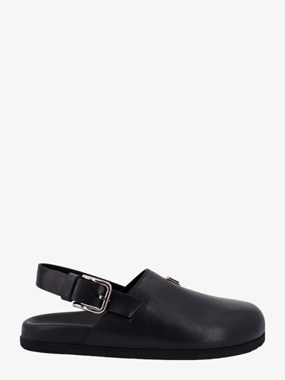Dolce & Gabbana Logo-plaque Buckled Leather Sandals In Black
