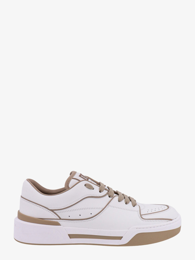 Dolce & Gabbana New Roma Leather Sneakers In Beige