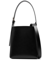 APC BLACK BUCKET BAG WITH SHOULDER STRAP AND TOP ADJUSTABLE HANDLE IN LEATHER WOMAN