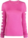 Rick Owens Biker Level Spartan Rib Sweater In Pink &amp; Purple