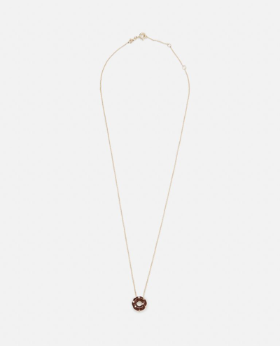 Aliita Donuts Yellow Gold Necklace In Brown
