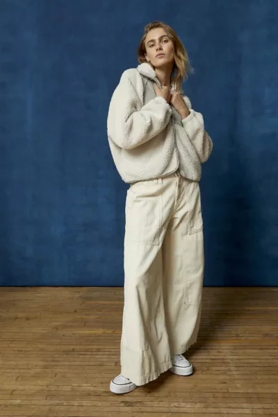Bdg Chuck Fleece Zip-up Jacket In Tan