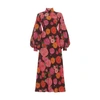 La Doublej Medici Floral-print Silk Midi Dress In Gin_chocolate