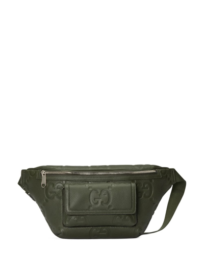Gucci Jumbo Gg Monogram-embossed Belt Bag In Green