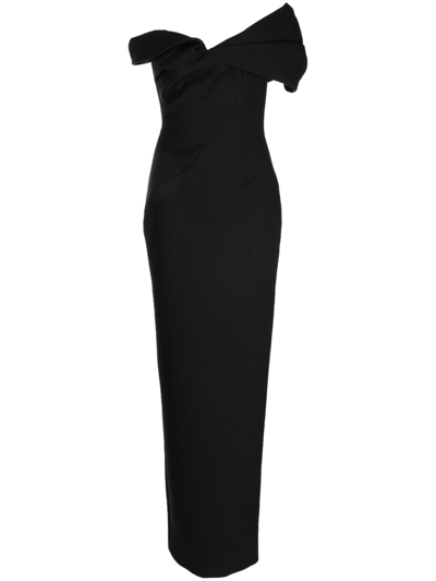 Rachel Gilbert Matteo Draped-detailed Asymmetric Gown In Black
