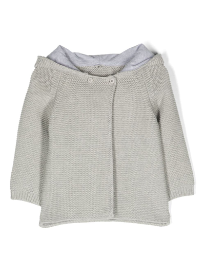 Stella Mccartney Babies' 动物耳朵造型粗绞花针织夹克 In Grey