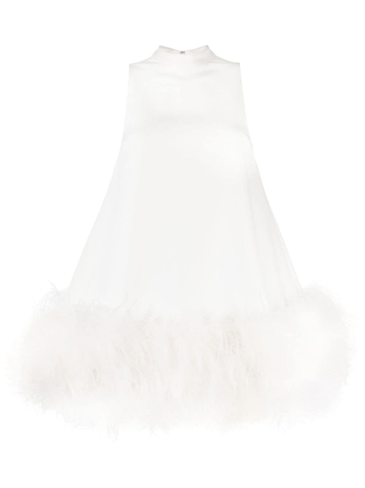Rachel Gilbert Linc Feather-embellished Minidress In White