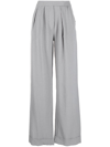 EMPORIO ARMANI WAFFLE-EFFECT PLEATED STRAIGHT TROUSERS