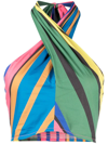 Staud Kai Crossover Smocked Halter Top In Multicolour