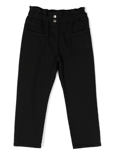 Stella Mccartney Kids' Logo-patch Elasticated-waistband Trousers In Black