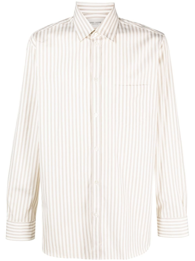 Golden Goose Striped Cotton Button-up Shirt In White