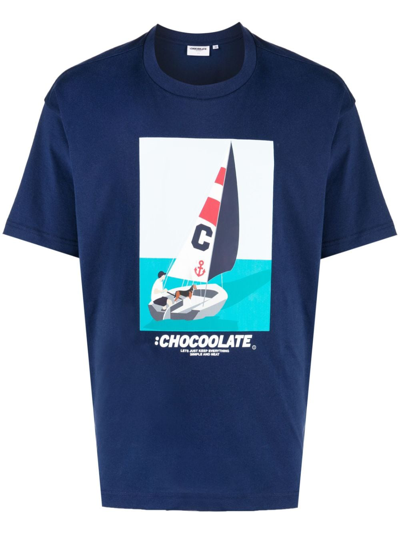 Chocoolate Graphic-print Cotton T-shirt In Blue
