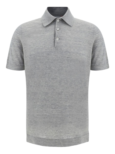 Brunello Cucinelli Polo Shirt  Men Color Grey In Grigio Chiaro