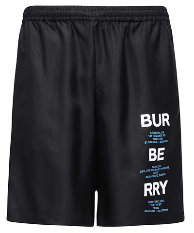 Burberry Logo-print Silk Track Shorts In Black