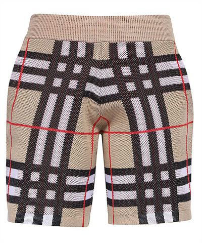 Burberry Check Technical Cotton Shorts In Beige