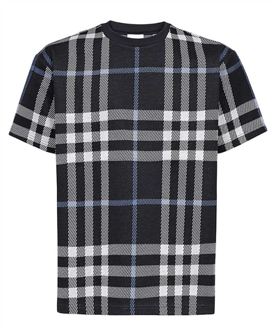 Burberry Check Cotton T-shirt In White,blue