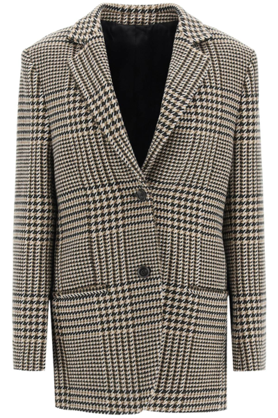 Totême Check Houndstooth Single-breasted Longline Blazer In Brown