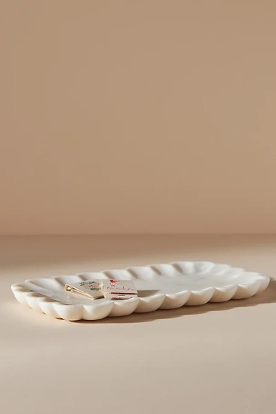 Anthropologie Marble Scalloped Tray In White