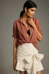 Cloth & Stone Puffed-short-sleeve Buttondown Shirt In Brown