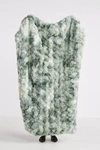 Anthropologie Luxe Faux Fur Throw Blanket In Green