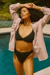 Good American Good Waist Reversible Good Shine Bikini Bottoms In Black