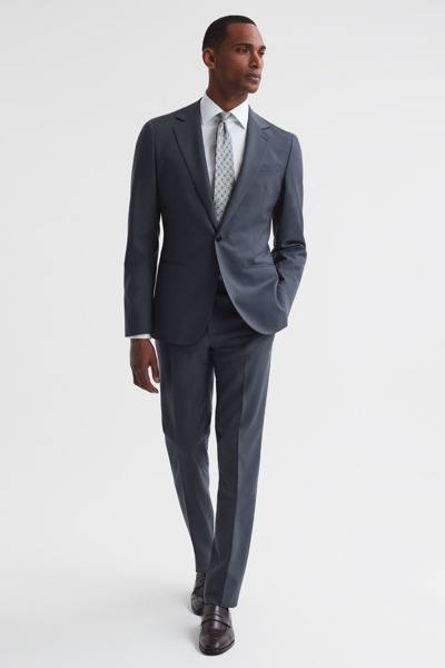 Reiss Airforce Blue Modern Fit Single Breasted Wool Blazer