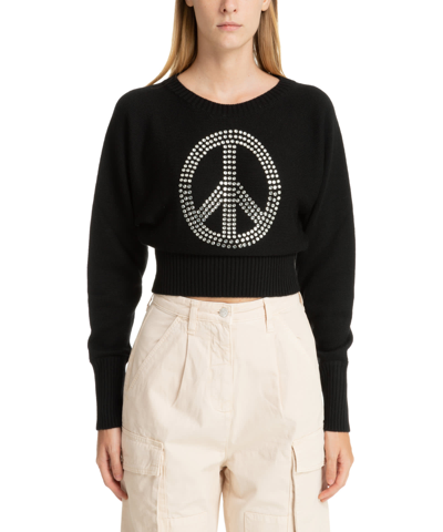 M05ch1n0 Jeans Peace Symbol Jersey In Black