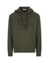 Etro Ribbed Cotton Hoodie With Drawstring In Verde
