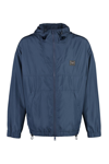 Dolce & Gabbana Windbreaker Jacket With Adjustable Drawstring And Hood In Blue