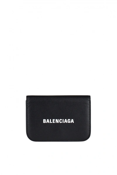 Balenciaga Black Mini Cash Bifold Wallet In 1090 Black/white