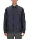 Aspesi Button-up Minimalist Jacket With Classic Collar In Blue