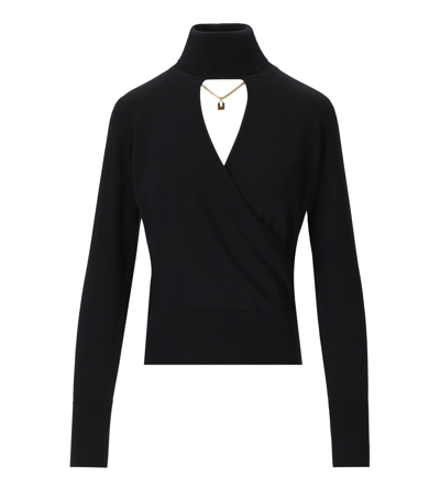 Elisabetta Franchi Black Cut-out Turtleneck Jumper