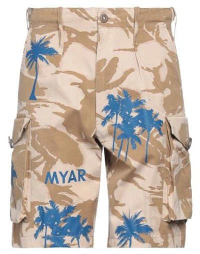 Myar Man Shorts & Bermuda Shorts Beige Size S Cotton, Polyester