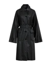 Mm6 Maison Margiela Woman Overcoat & Trench Coat Black Size 2 Cotton, Polyurethane Coated In Black
