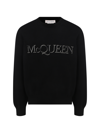 Alexander Mcqueen Sweater With Logo Embroidery In Black/black/white