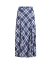 POLO RALPH LAUREN POLO RALPH LAUREN PLAID LINEN PANELED SKIRT WOMAN MAXI SKIRT BLUE SIZE 8 LINEN