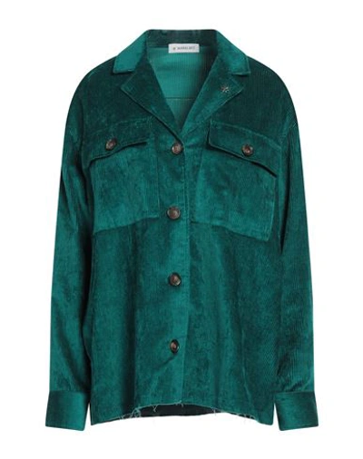 Manuel Ritz Woman Shirt Emerald Green Size 4 Cotton, Viscose, Elastane