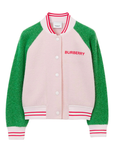 Burberry Kids' Wool Bomber Jacket In Pink