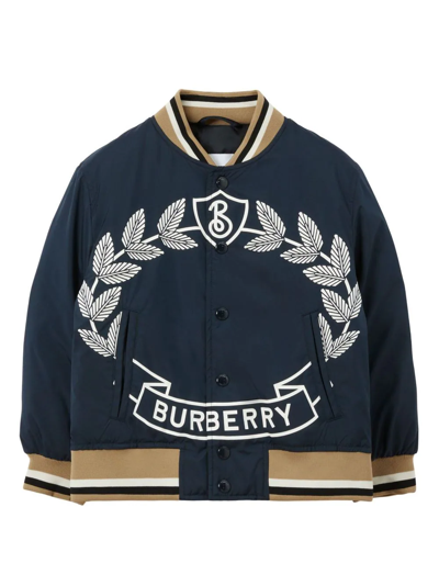 Burberry Oak Leaf Crest Bomber Jacket In Blue