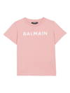Balmain Flocked Logo-print T-shirt In Pink