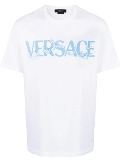 Versace Barocco Silhouette-print Cotton T-shirt In White