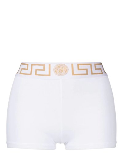 Versace Greca-trim Jersey Boxer Shorts In White