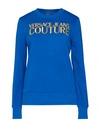 Versace Jeans Couture Woman Sweatshirt Bright Blue Size S Cotton, Elastane