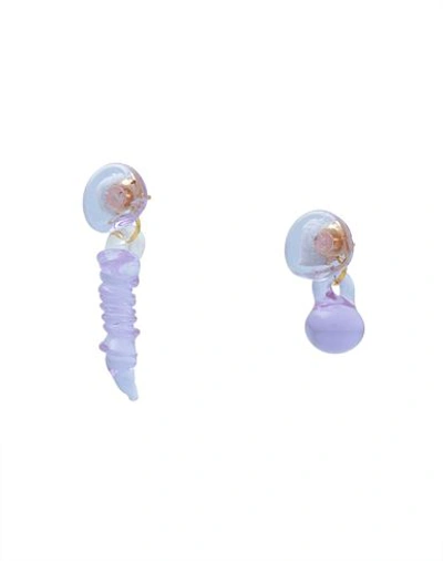 Levens Jewels Water Drops Earrings Lilac Woman Earrings Lilac Size - Borosilicate Glass, Brass In Purple
