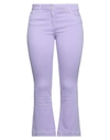 Nenette Woman Pants Light Purple Size 32 Cotton, Elastomultiester, Elastane