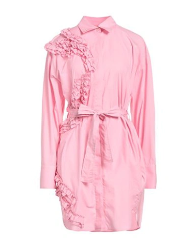 Msgm Woman Short Dress Pink Size 8 Cotton