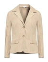 Rossopuro Woman Suit Jacket Beige Size 6 Goat Skin