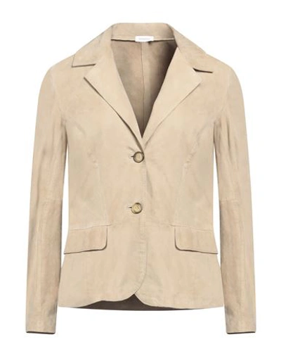 Rossopuro Woman Suit Jacket Beige Size 6 Goat Skin In Beige