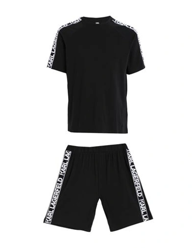Karl Lagerfeld Short Slv Logo Pj Set Man Sleepwear Black Size L Organic Cotton, Elastane