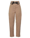 8pm Woman Pants Camel Size M Cotton, Elastane, Polyurethane, Polyester In Beige